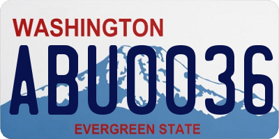 WA license plate ABU0036