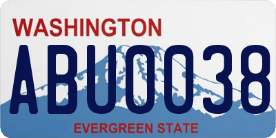 WA license plate ABU0038