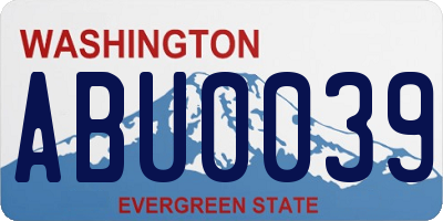 WA license plate ABU0039