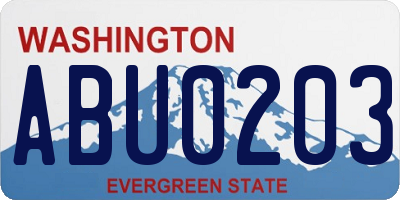 WA license plate ABU0203