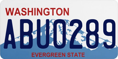 WA license plate ABU0289
