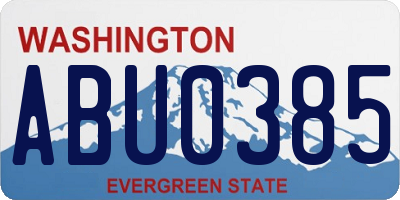 WA license plate ABU0385