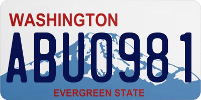 WA license plate ABU0981