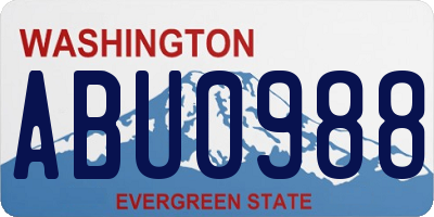 WA license plate ABU0988