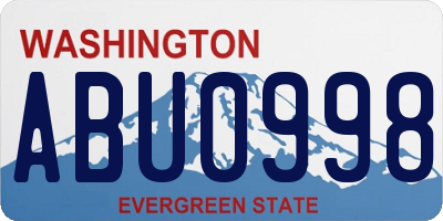 WA license plate ABU0998