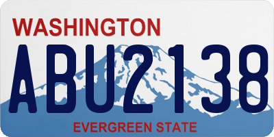 WA license plate ABU2138