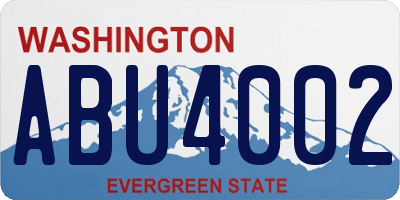 WA license plate ABU4002