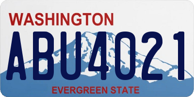 WA license plate ABU4021