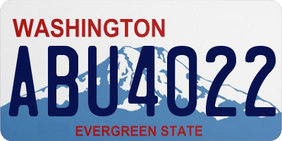 WA license plate ABU4022