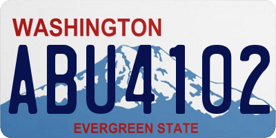WA license plate ABU4102