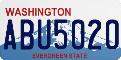 WA license plate ABU5020