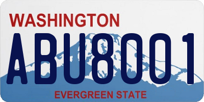 WA license plate ABU8001