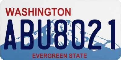 WA license plate ABU8021