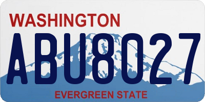 WA license plate ABU8027