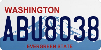 WA license plate ABU8038