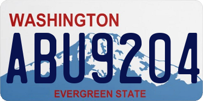 WA license plate ABU9204