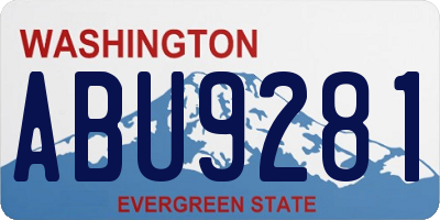 WA license plate ABU9281