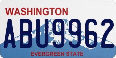 WA license plate ABU9962