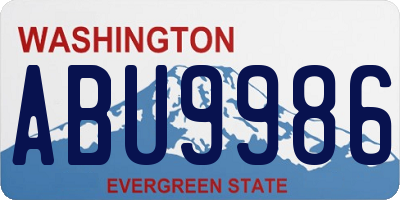 WA license plate ABU9986