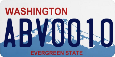 WA license plate ABV0010