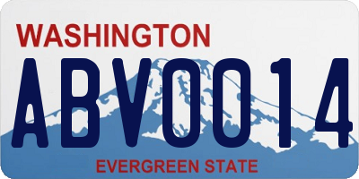 WA license plate ABV0014