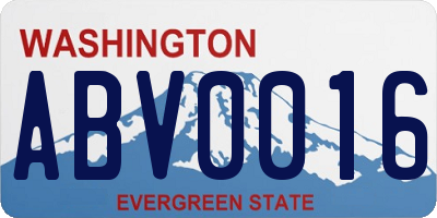 WA license plate ABV0016