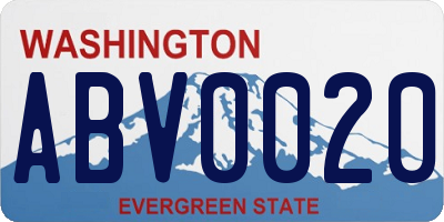 WA license plate ABV0020