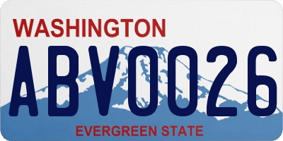 WA license plate ABV0026