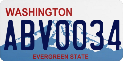WA license plate ABV0034
