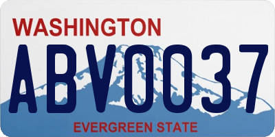WA license plate ABV0037