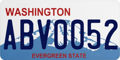 WA license plate ABV0052
