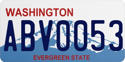 WA license plate ABV0053
