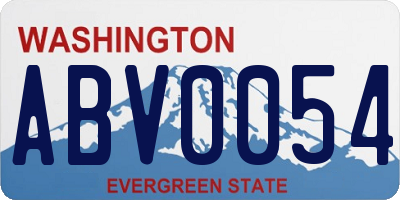WA license plate ABV0054