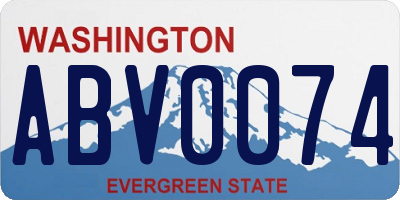 WA license plate ABV0074