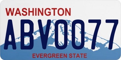 WA license plate ABV0077