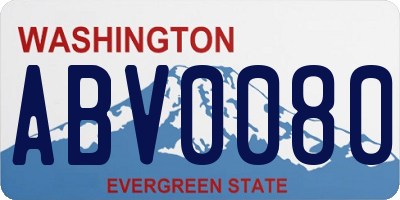 WA license plate ABV0080