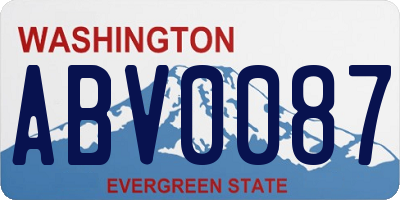 WA license plate ABV0087