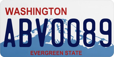 WA license plate ABV0089