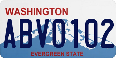 WA license plate ABV0102