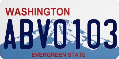 WA license plate ABV0103