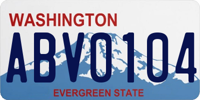 WA license plate ABV0104