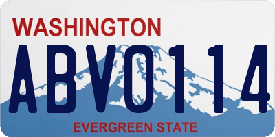 WA license plate ABV0114