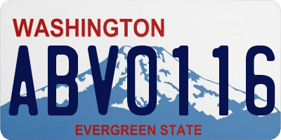 WA license plate ABV0116