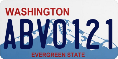 WA license plate ABV0121