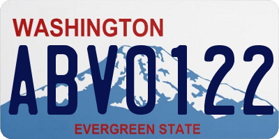 WA license plate ABV0122