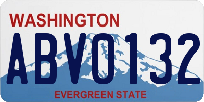 WA license plate ABV0132
