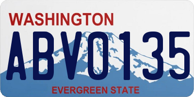 WA license plate ABV0135