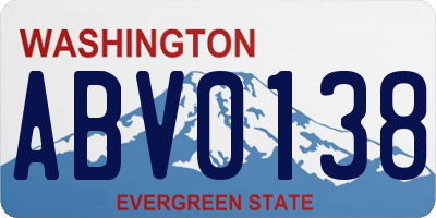 WA license plate ABV0138
