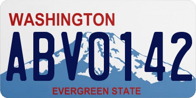 WA license plate ABV0142