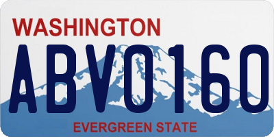 WA license plate ABV0160